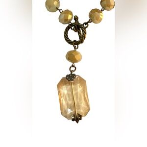 Jade green pearl Faceted crystal necklace